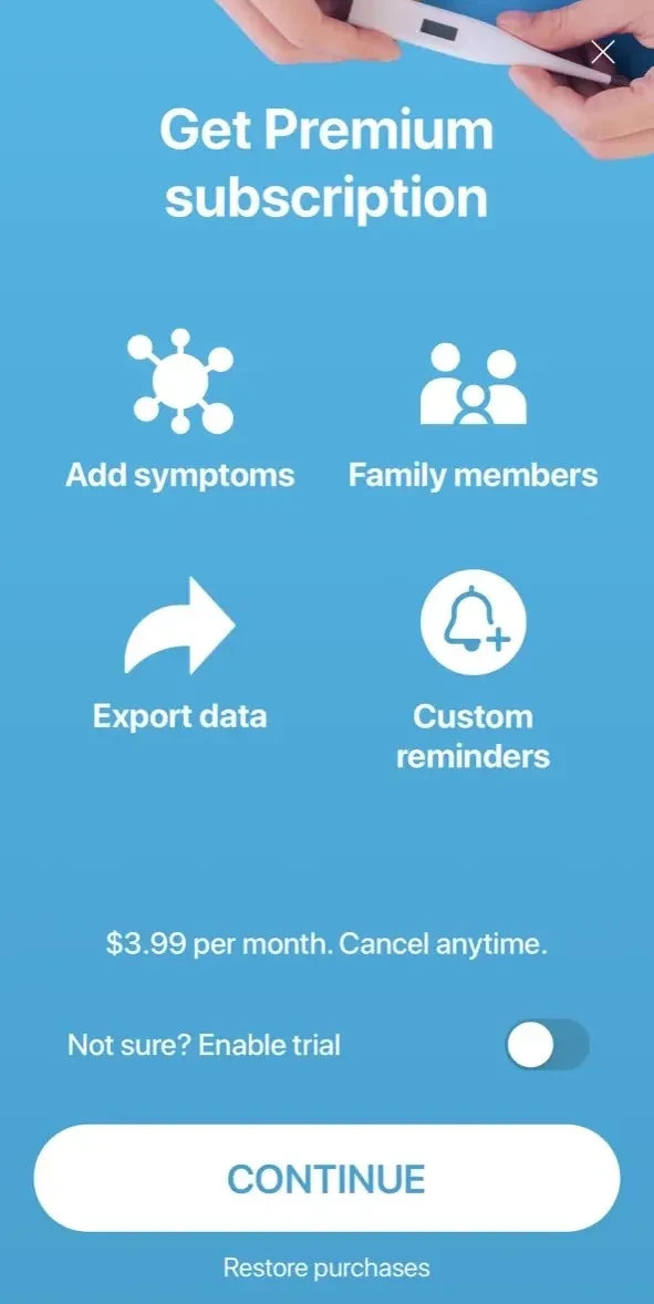 Temperature paywall screen