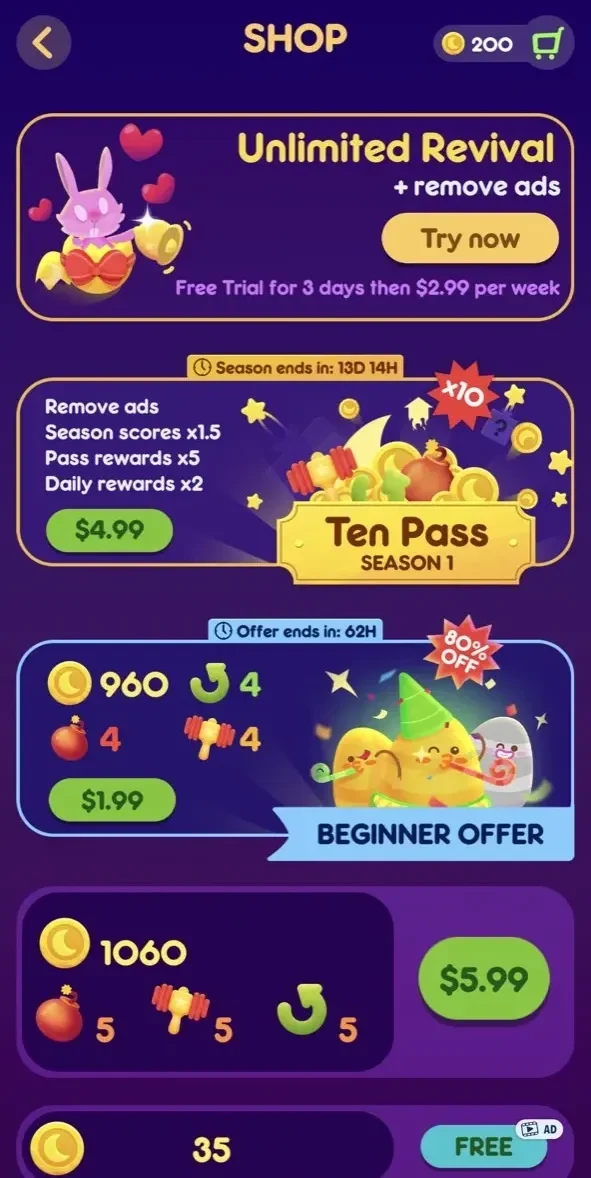 Ten Crush paywall screen