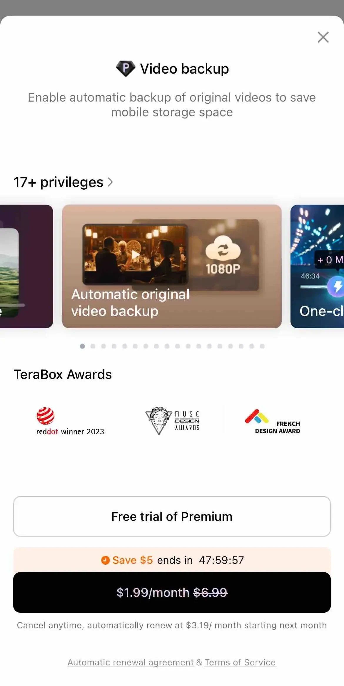 TeraBox paywall screen