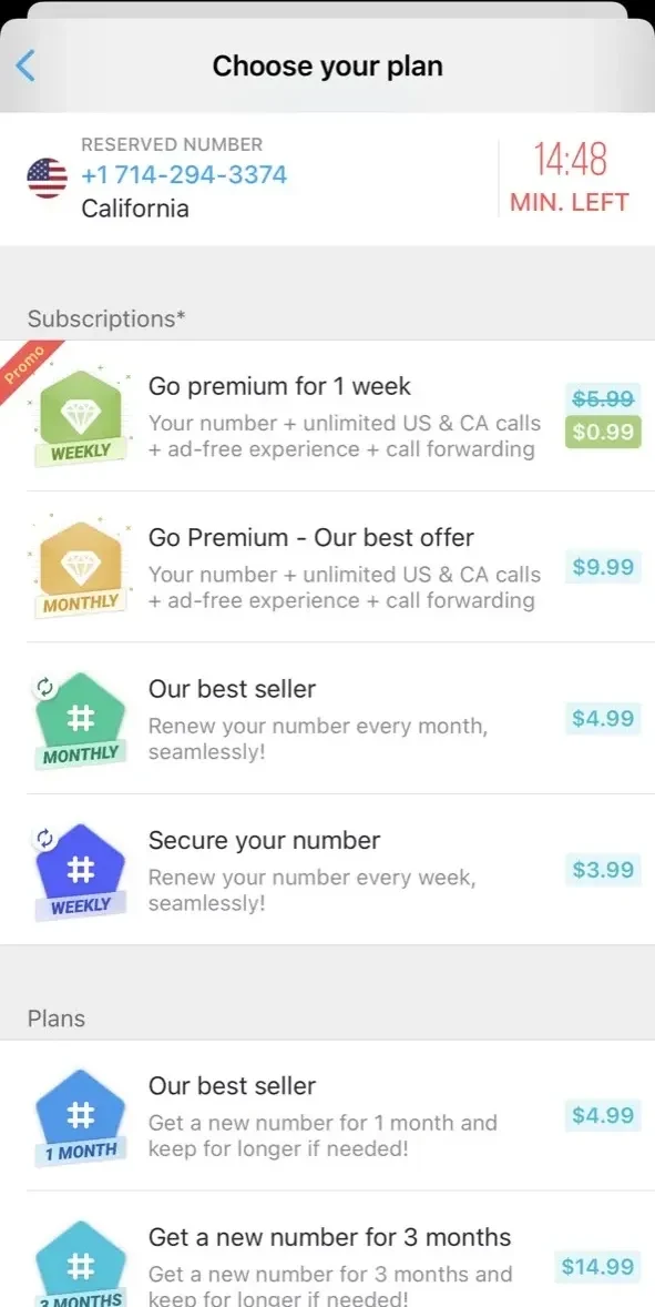 Text Me paywall screen