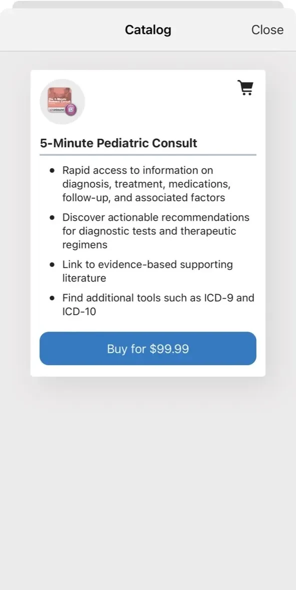 The 5-Minute Pediatric Consult paywall screen