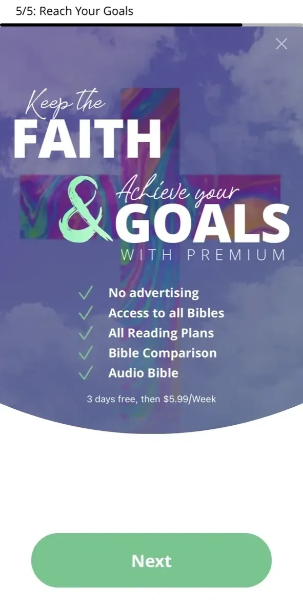 The Bible paywall screen