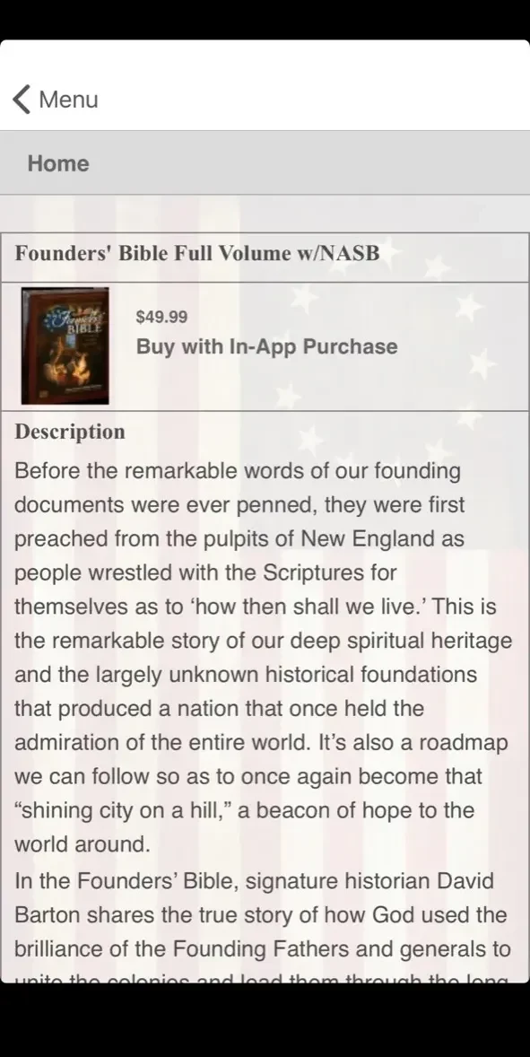 The Founders' Bible paywall screen