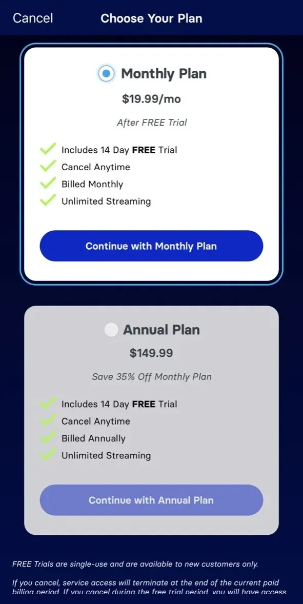 The Great Courses Plus paywall screen