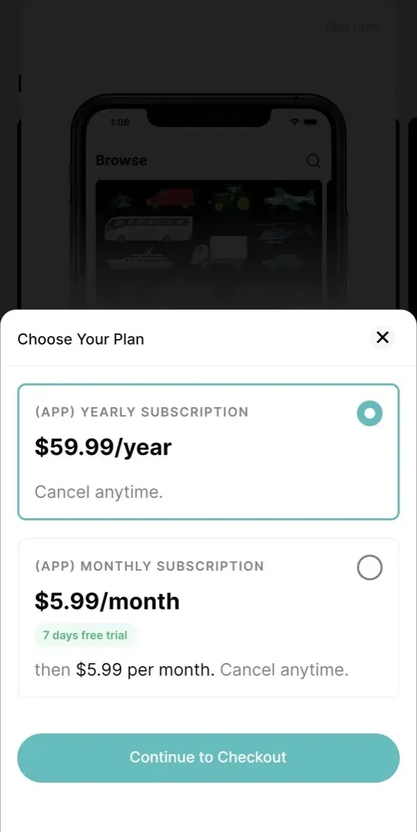 The Kids' Picture Show paywall screen