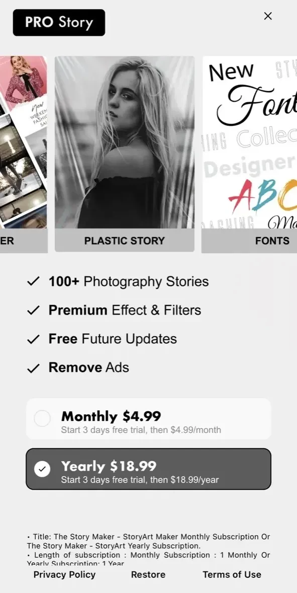 The Story Maker paywall screen