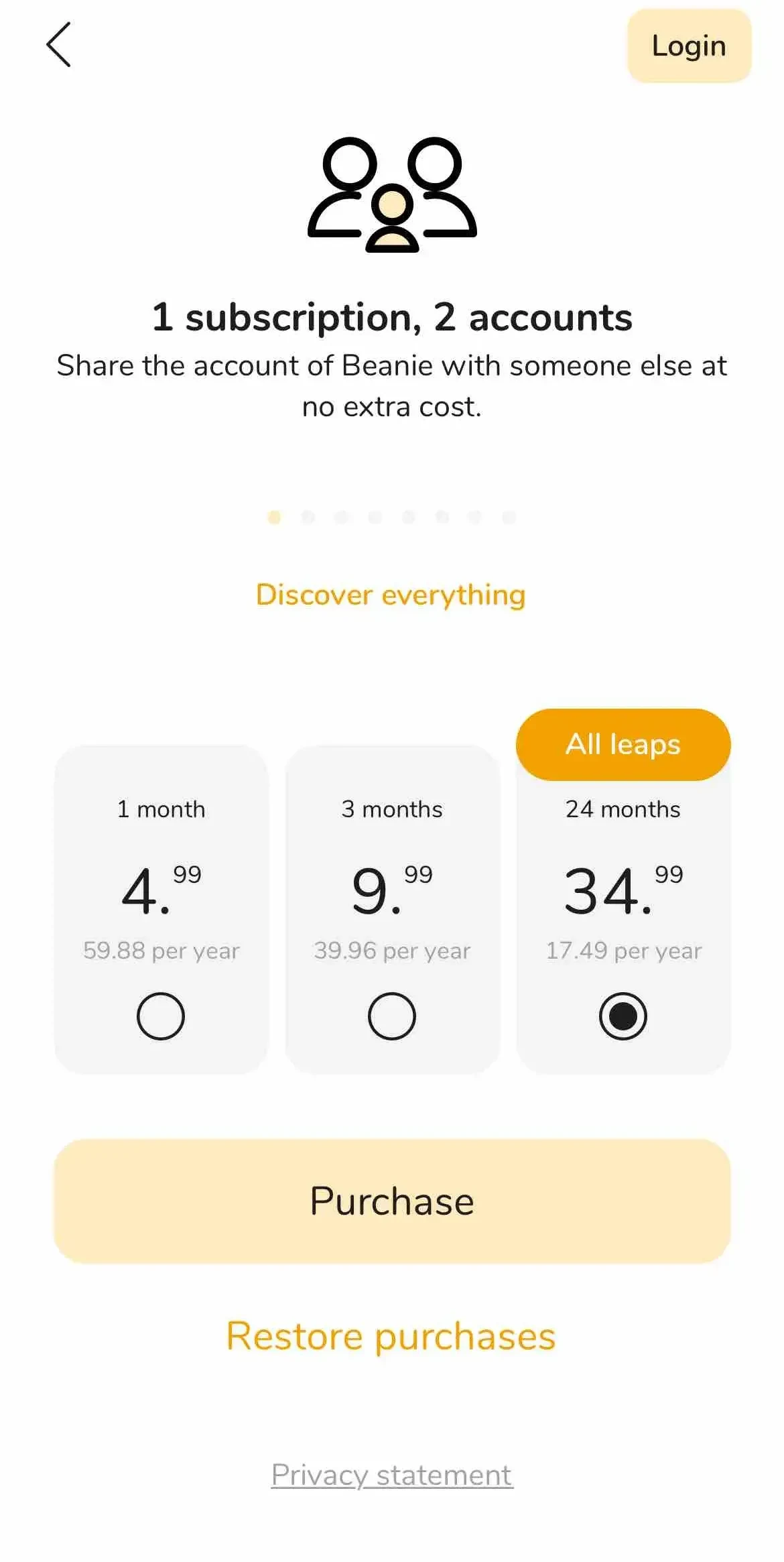 The Wonder Weeks paywall screen