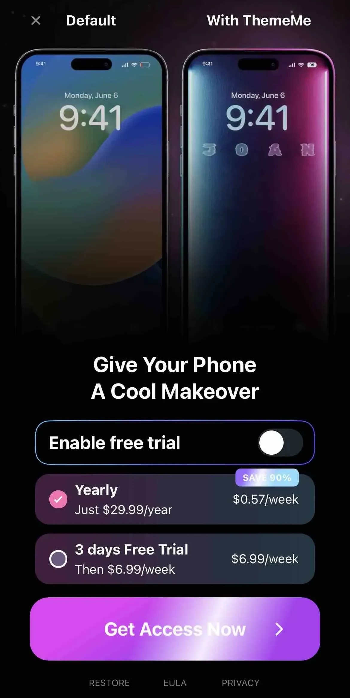ThemeMe paywall screen