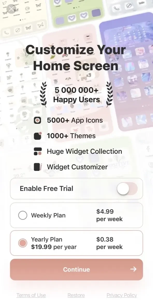 Themify paywall screen