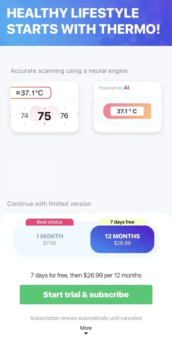 Thermo paywall screen