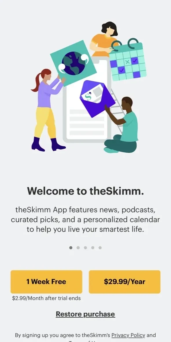theSkimm paywall screen