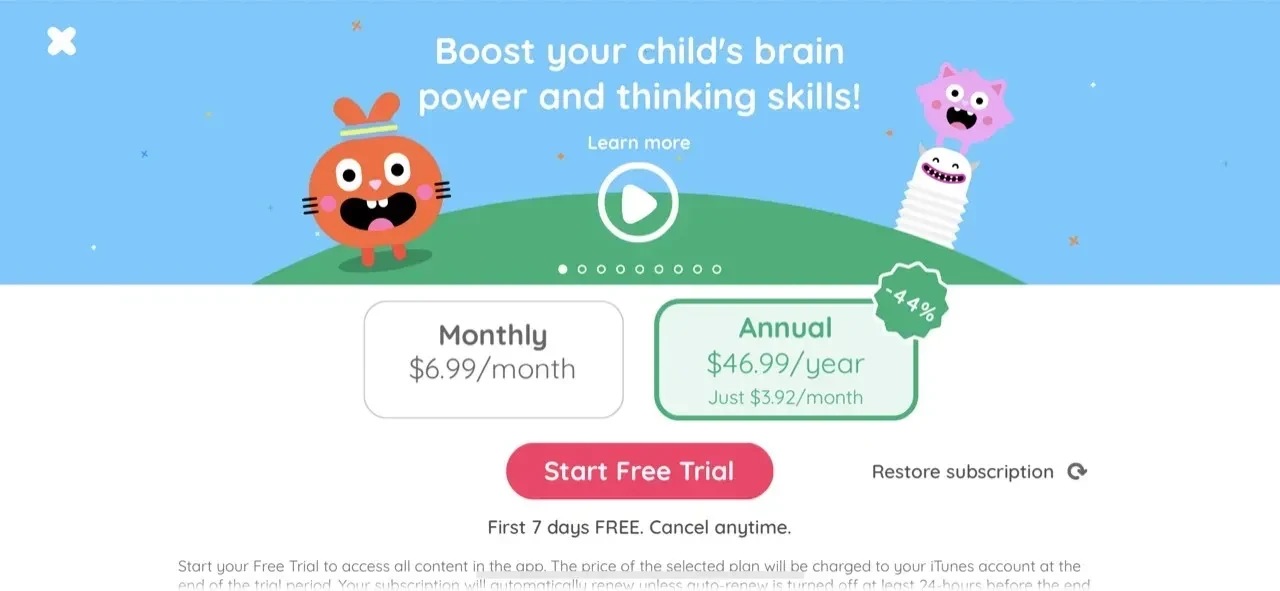 Thinkrolls paywall screen