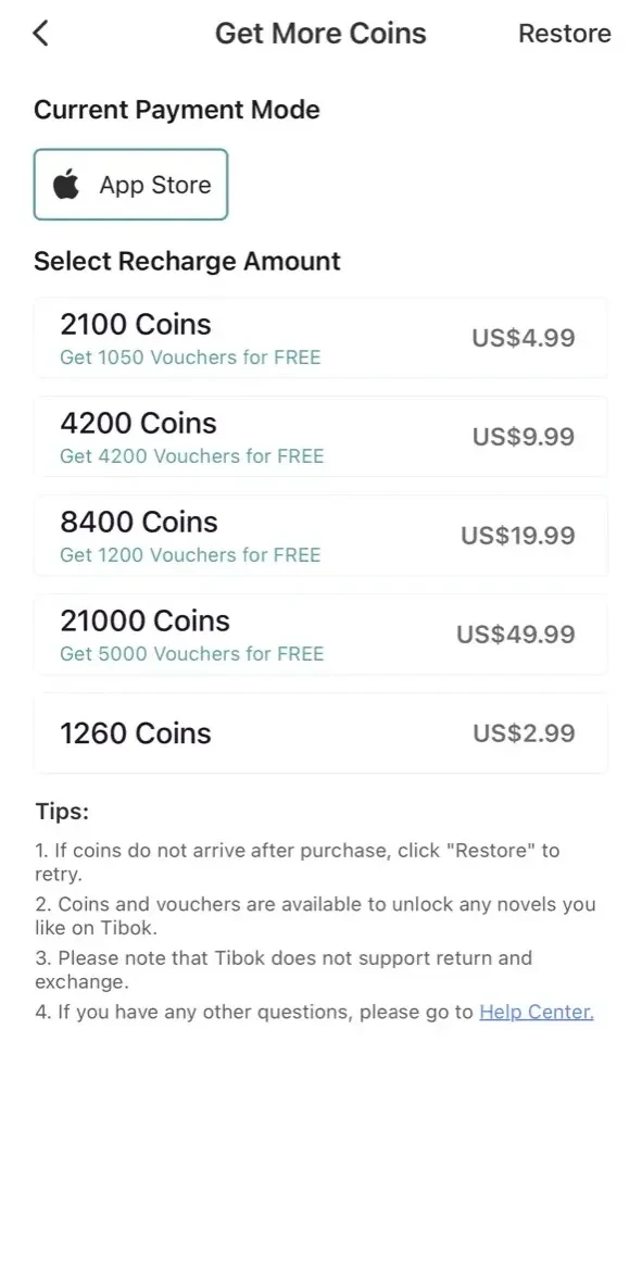 Tibook paywall screen