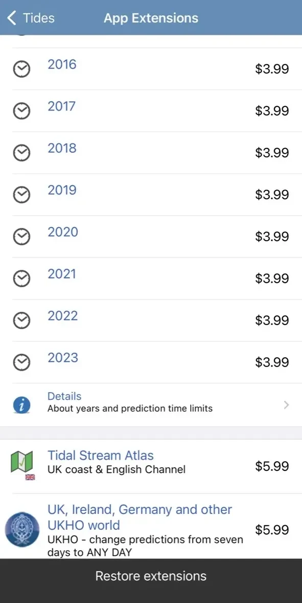 Tides Planner paywall screen