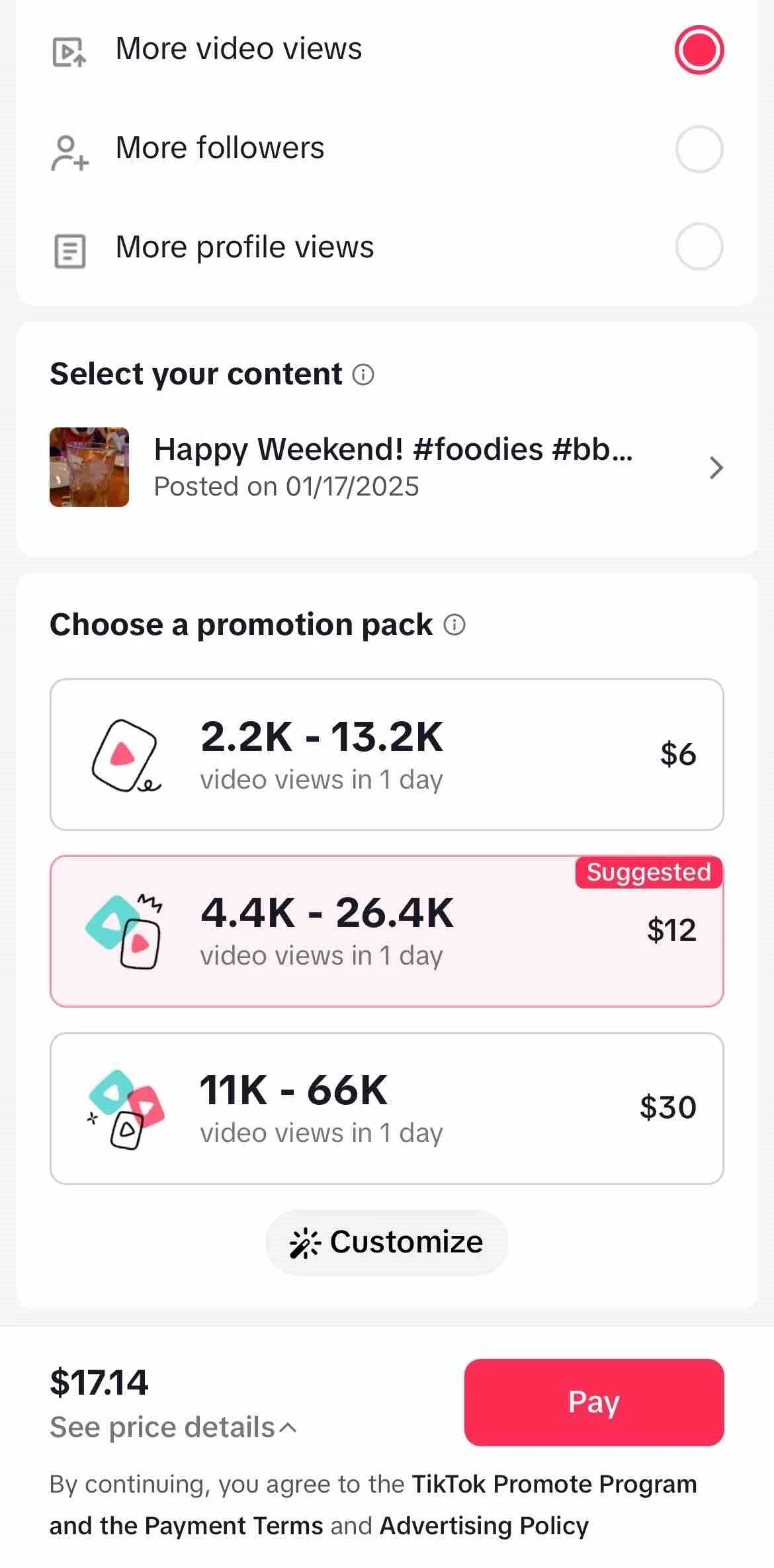 TikTok paywall screen