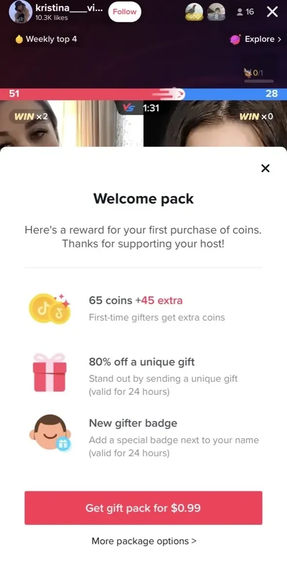 TikTok paywall screen