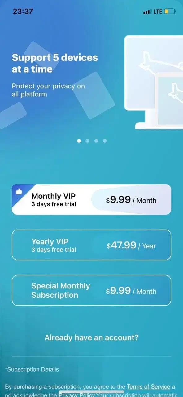 TikVPN paywall screen