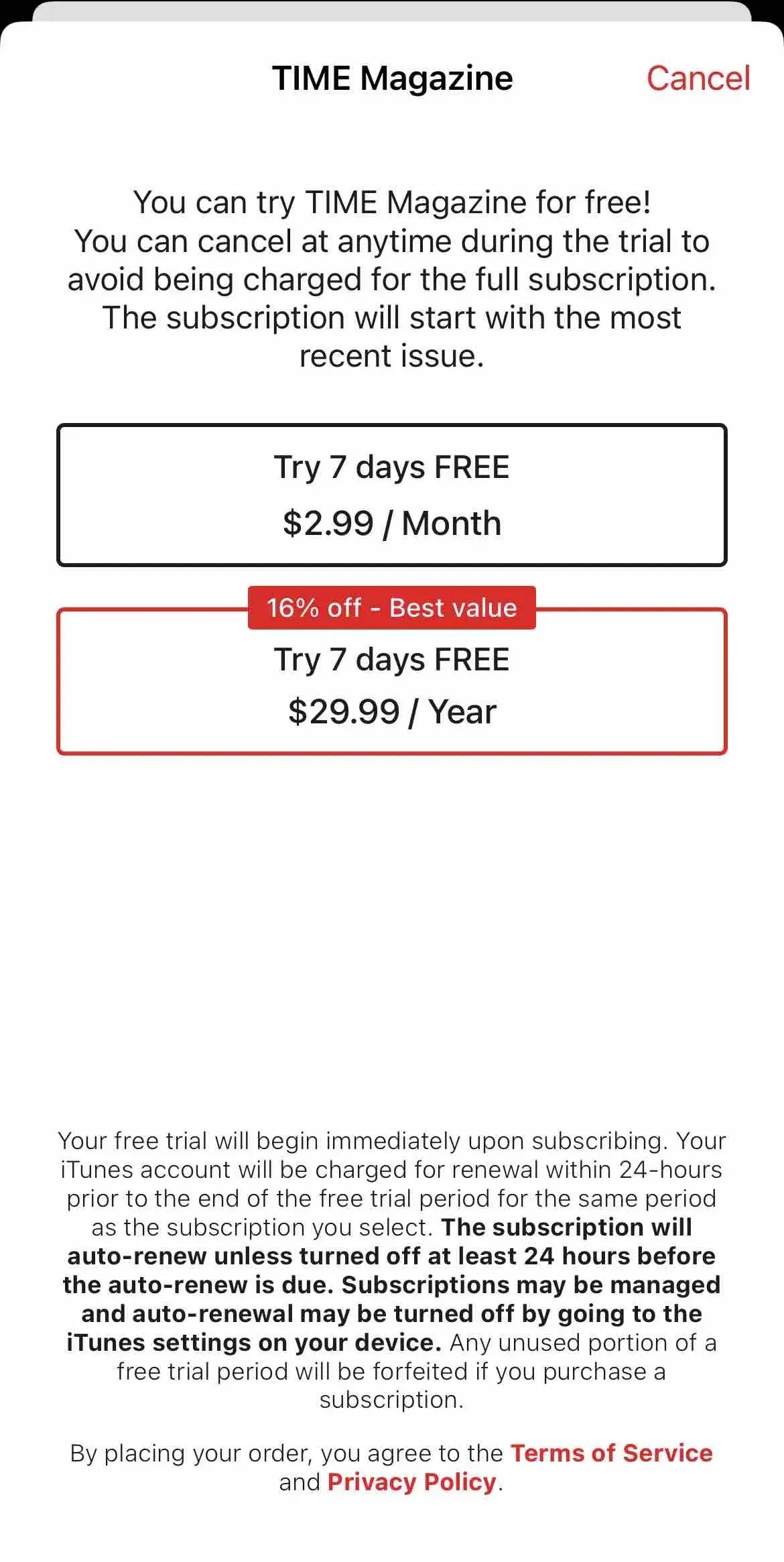 TIME Magazine paywall screen