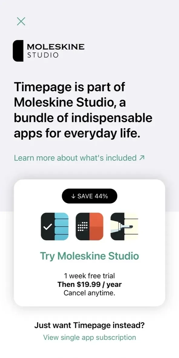 Timepage paywall screen