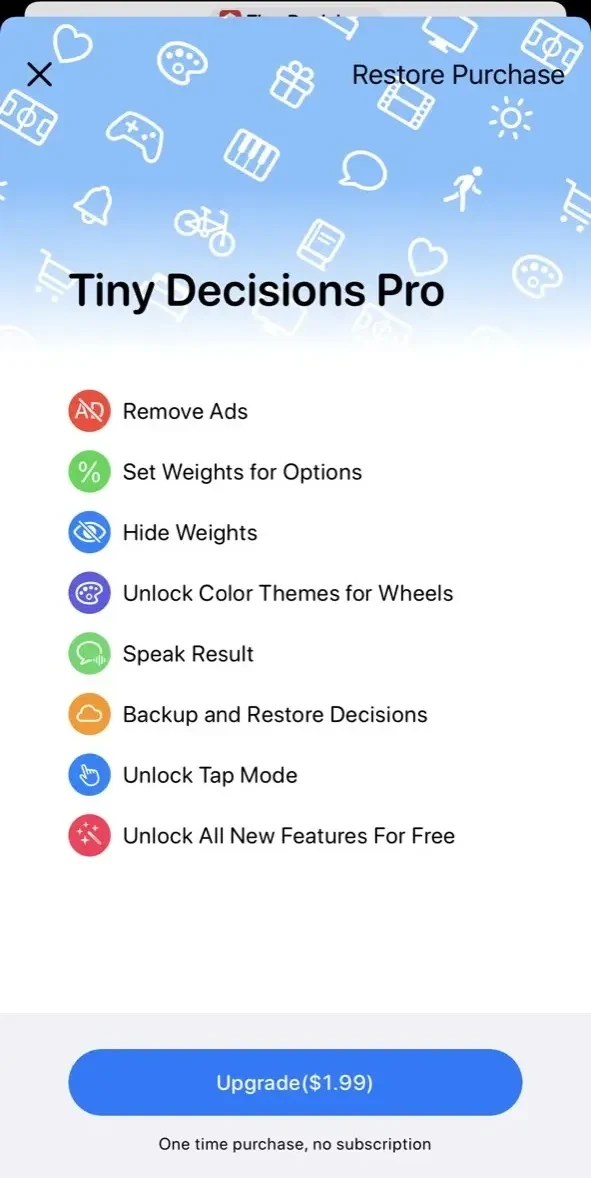 Tiny Decisions paywall screen