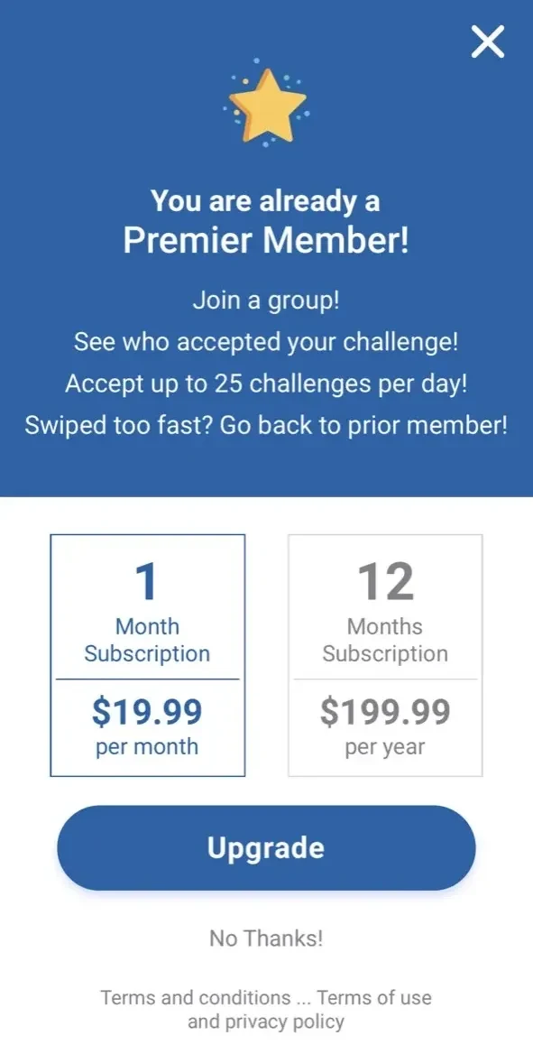 Tipclub Challenge paywall screen