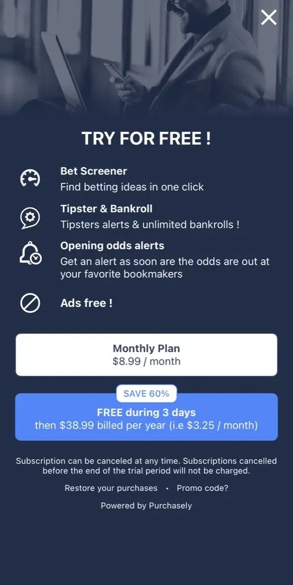 TIPSTOP paywall screen
