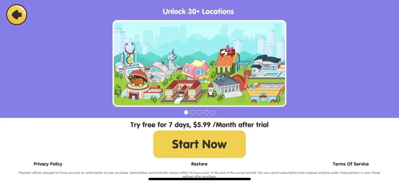 Tizi Town paywall screen