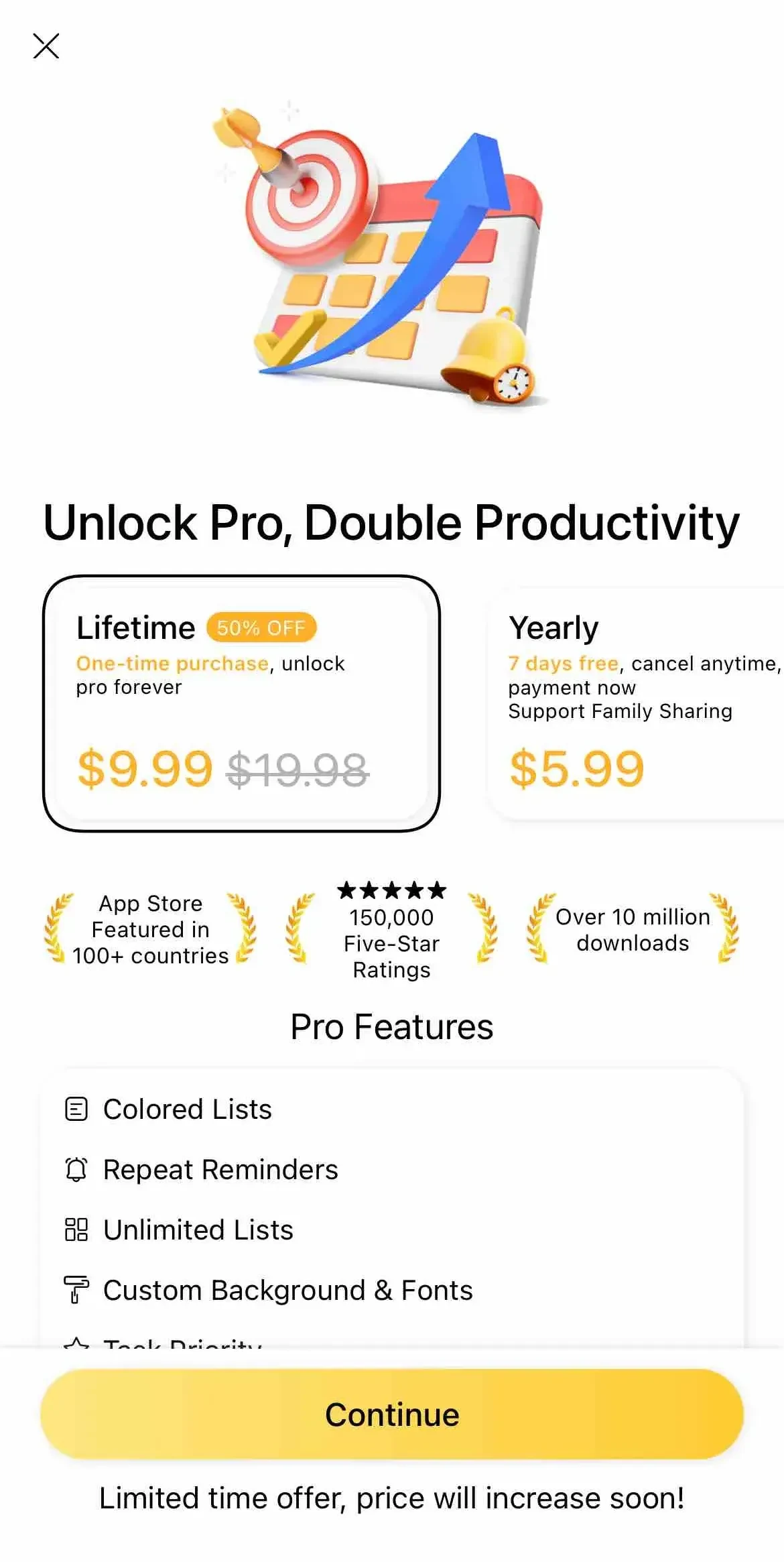 MinimaList paywall screen