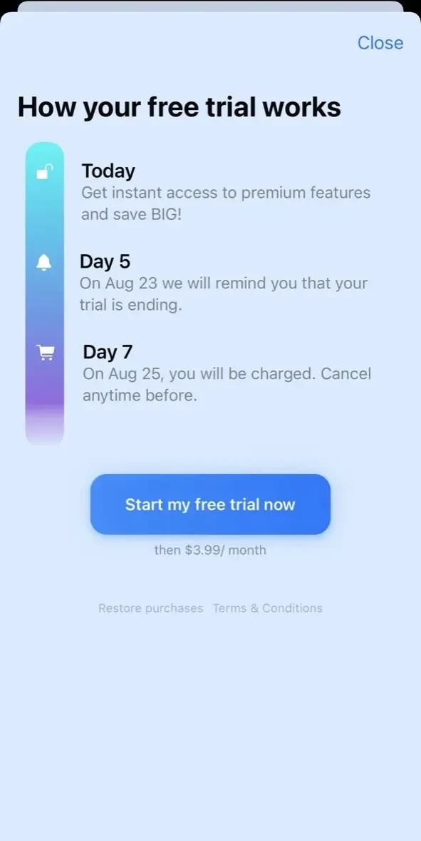 Today's Budget paywall screen