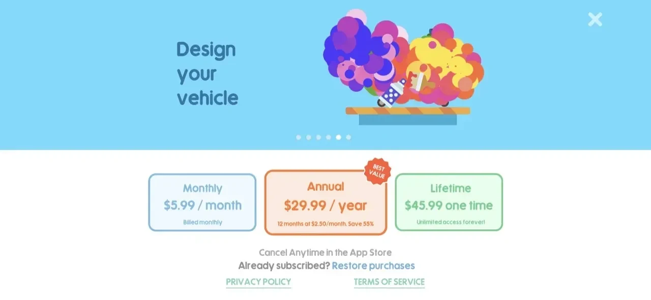 Toddler Games paywall screen