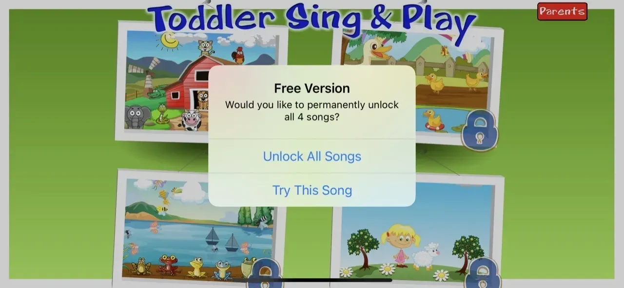 Toddler Sing paywall screen