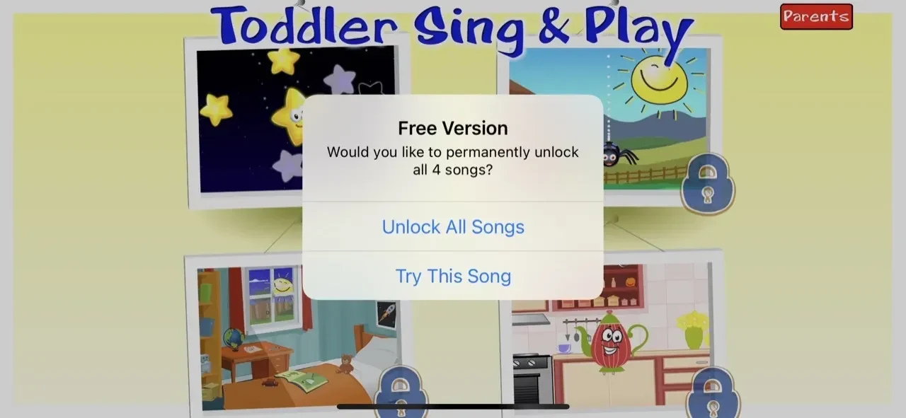 Toddler Sing paywall screen