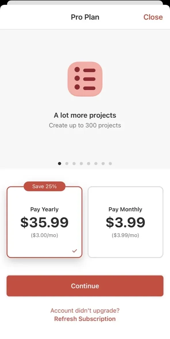 Todoist paywall screen