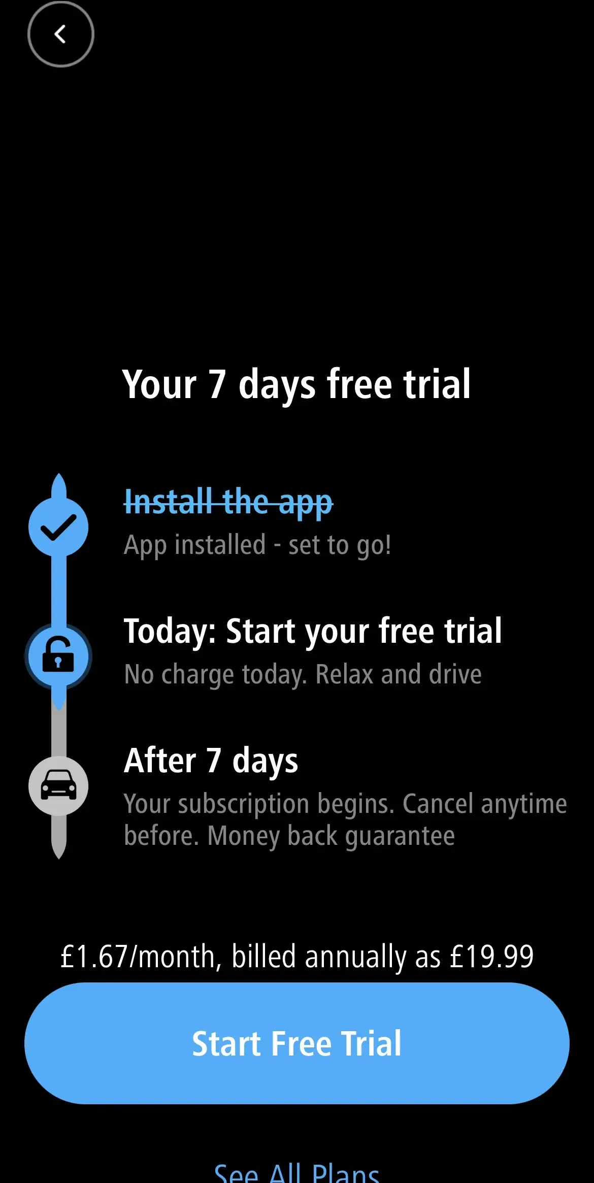 TomTom GO Navigation paywall screen