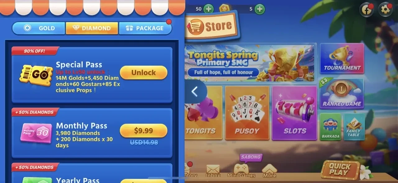 Tongits Go paywall screen