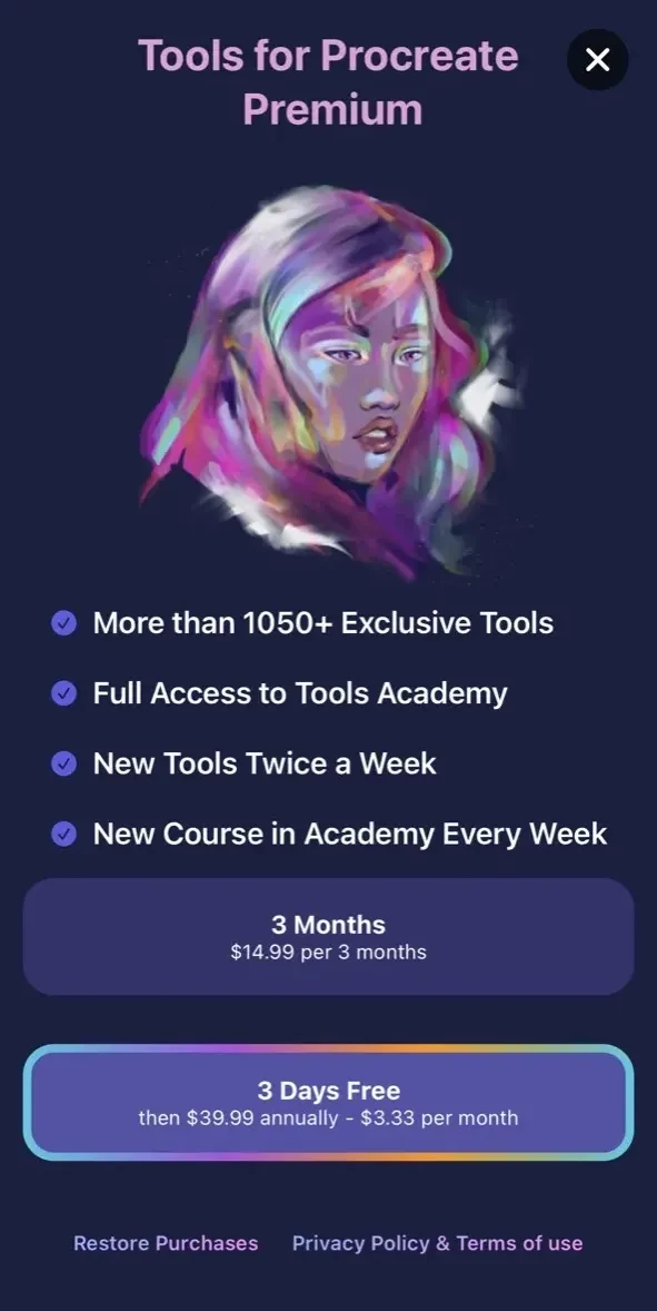 Tools paywall screen