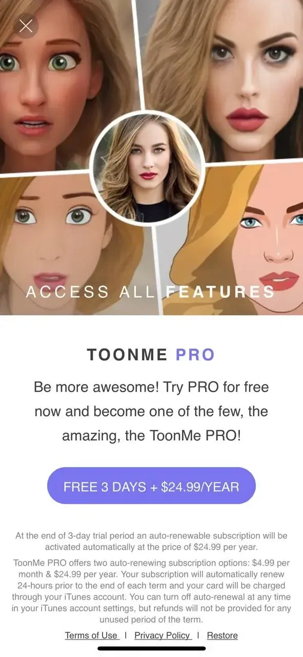 ToonArt paywall screen