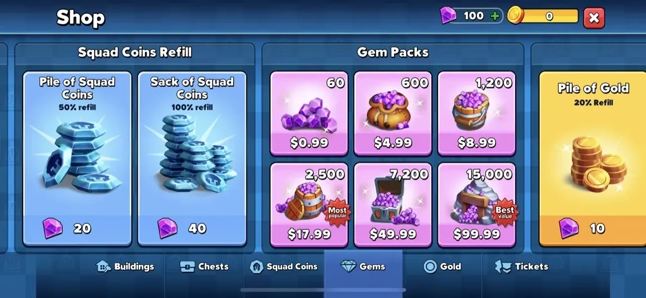 Top Troops paywall screen