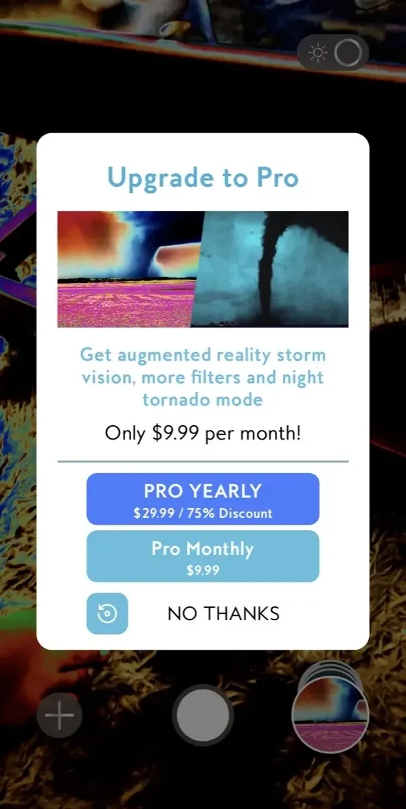 Tornado Vision paywall screen