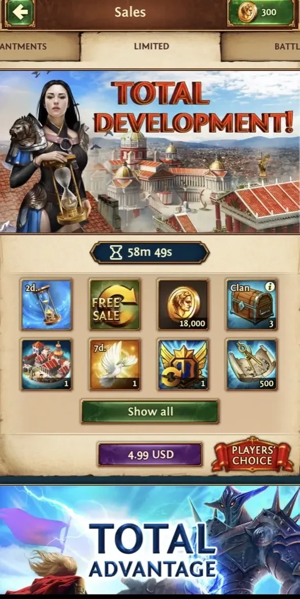 Total Battle paywall screen