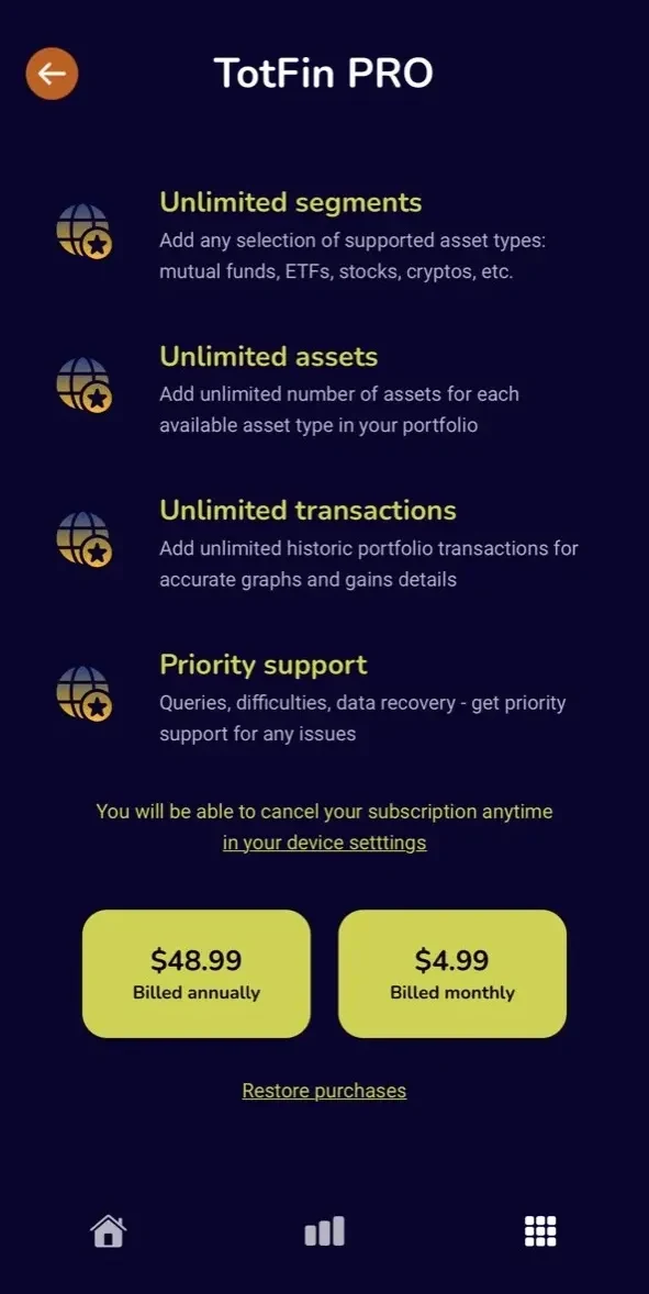 TotFin paywall screen