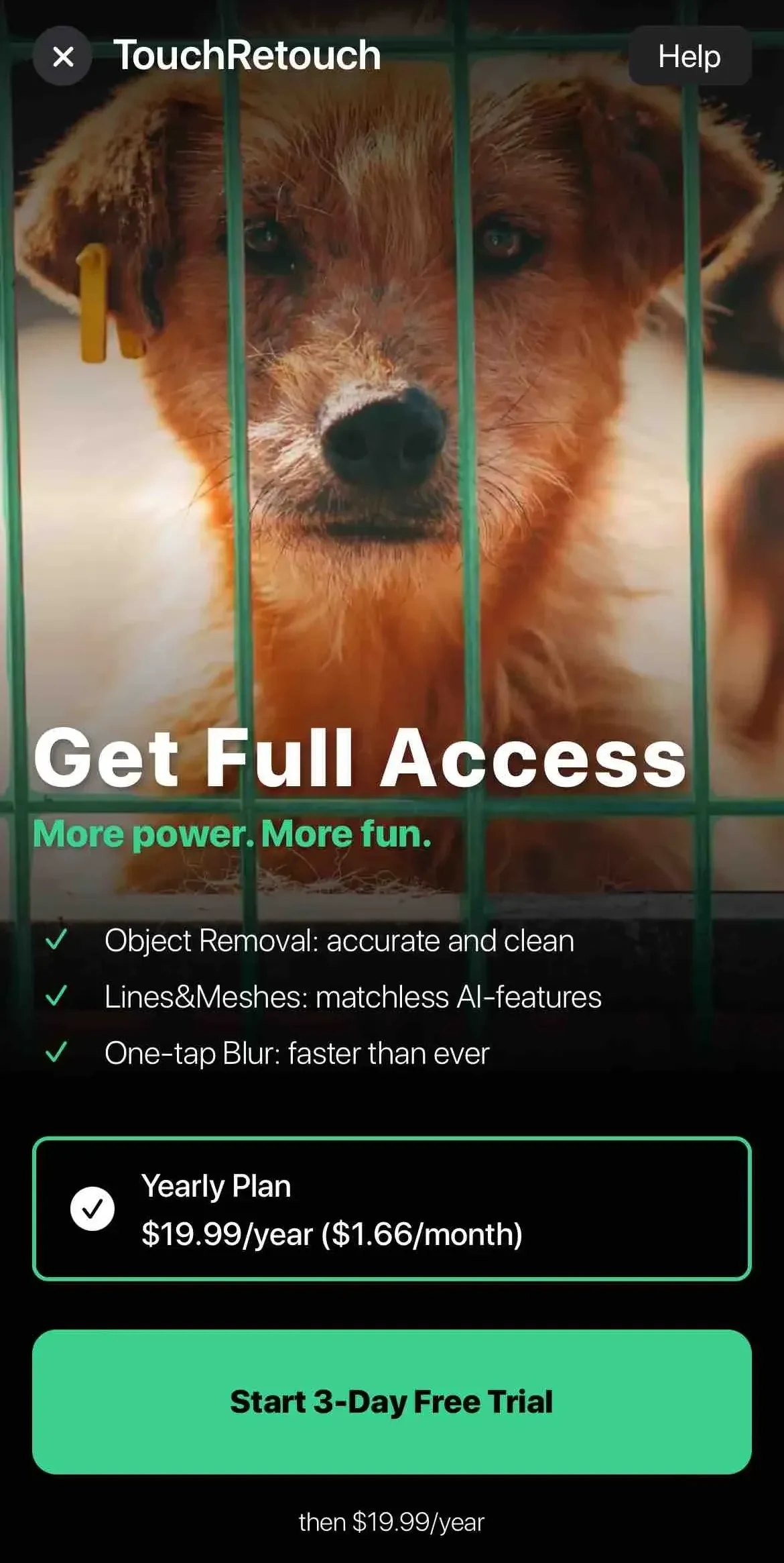 TouchRetouch paywall screen