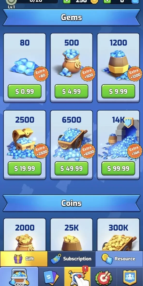 Tower Clash paywall screen