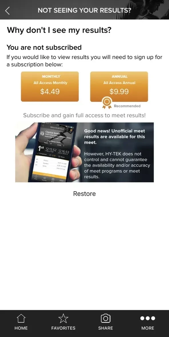 Track paywall screen