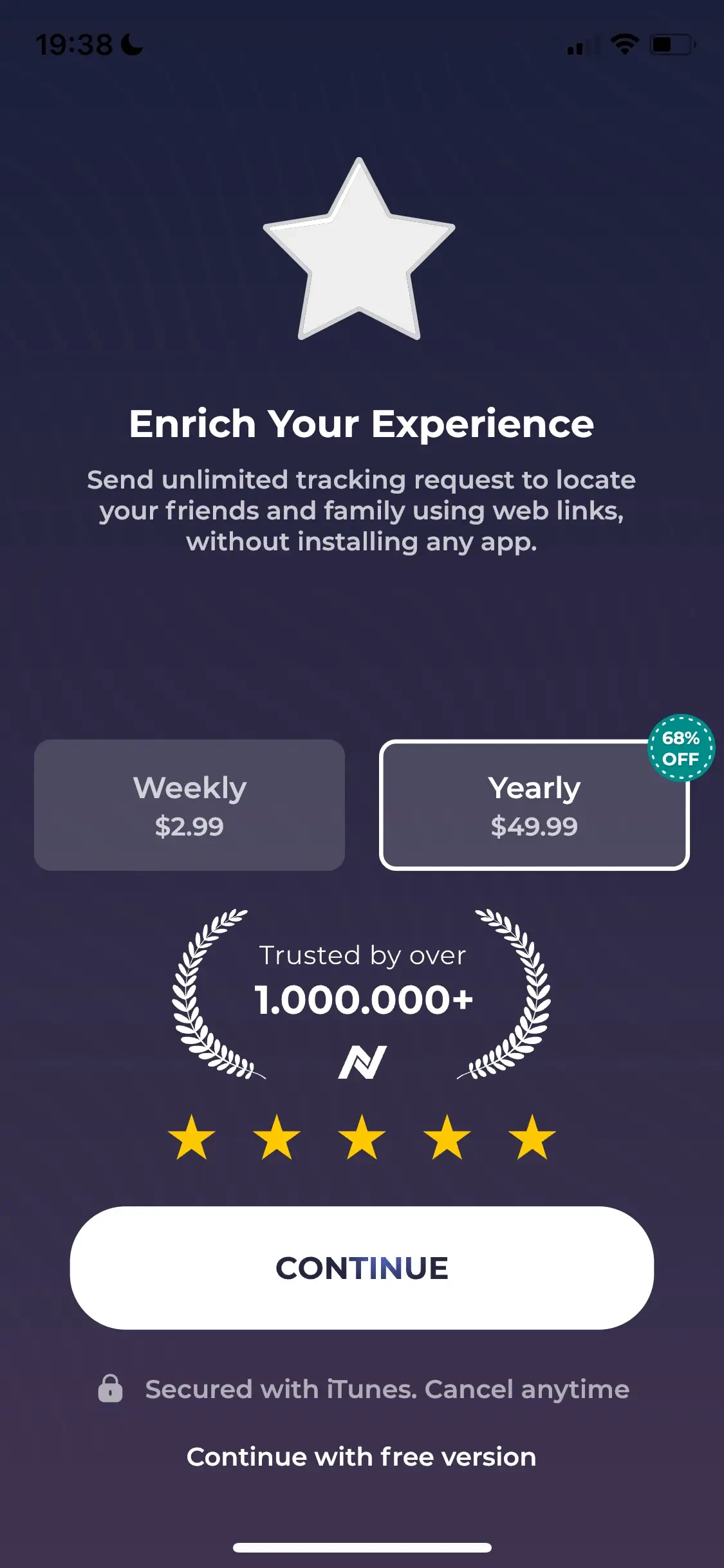 Locater paywall screen