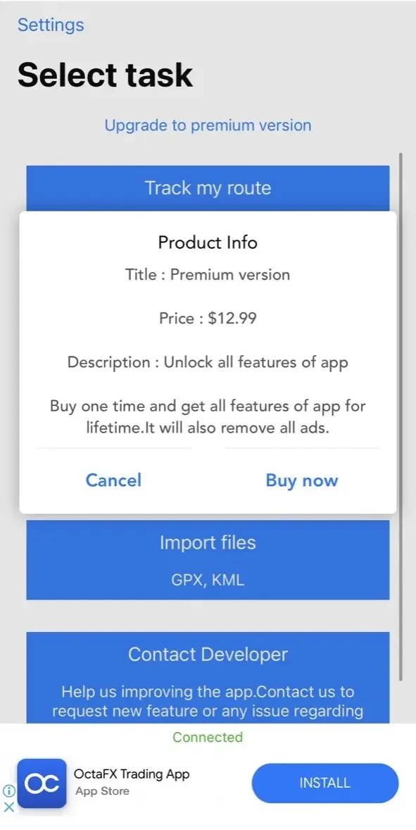 Tracker 8 paywall screen