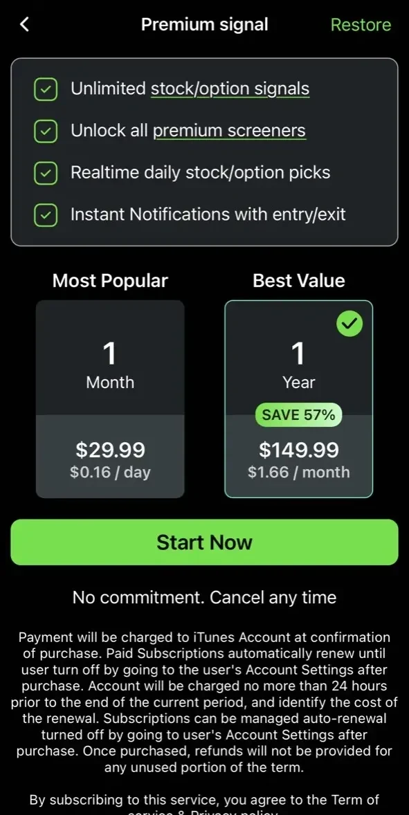 Trade Insider paywall screen