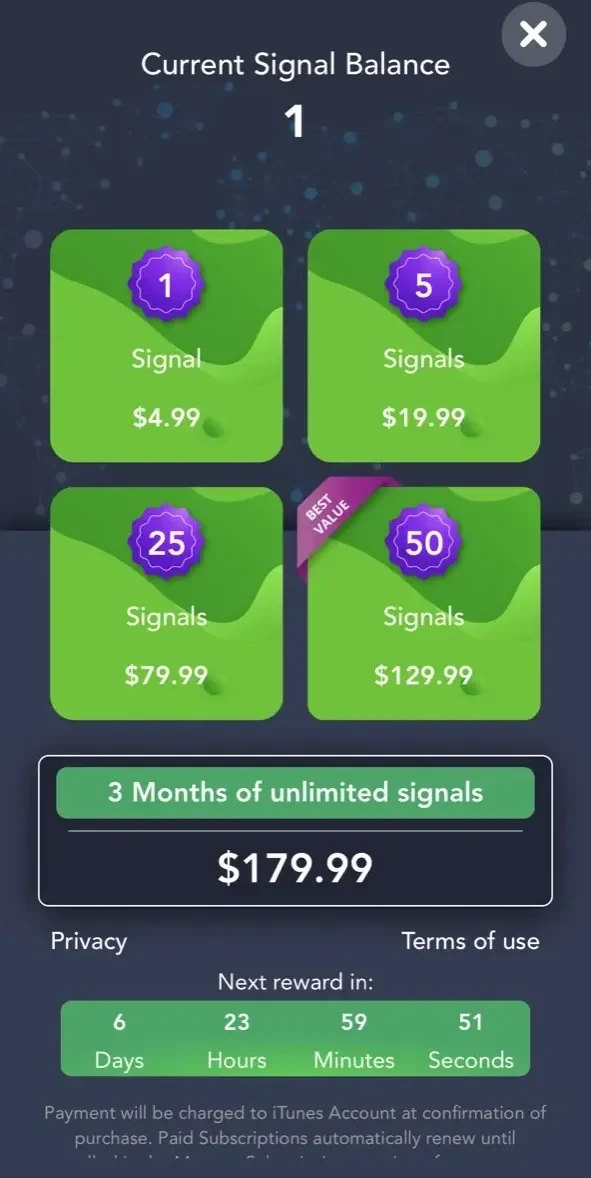 Tradefolio paywall screen