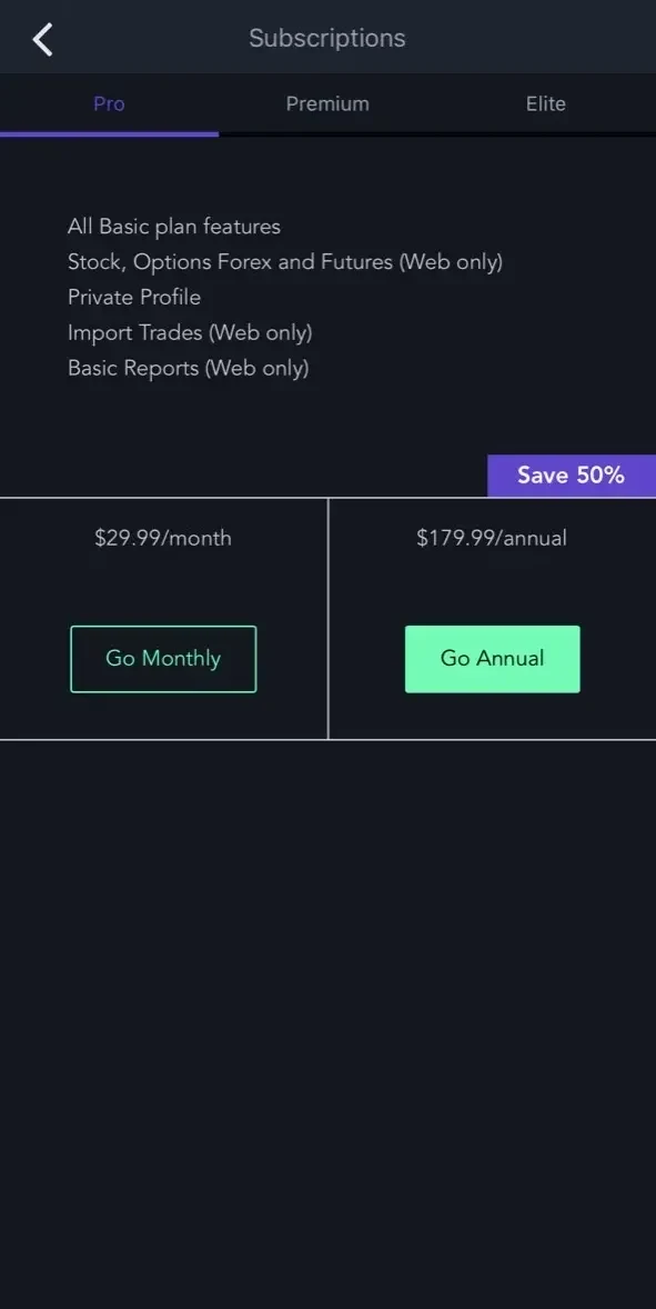 TraderSync paywall screen