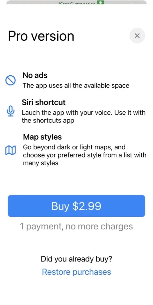 Traffic Maps paywall screen